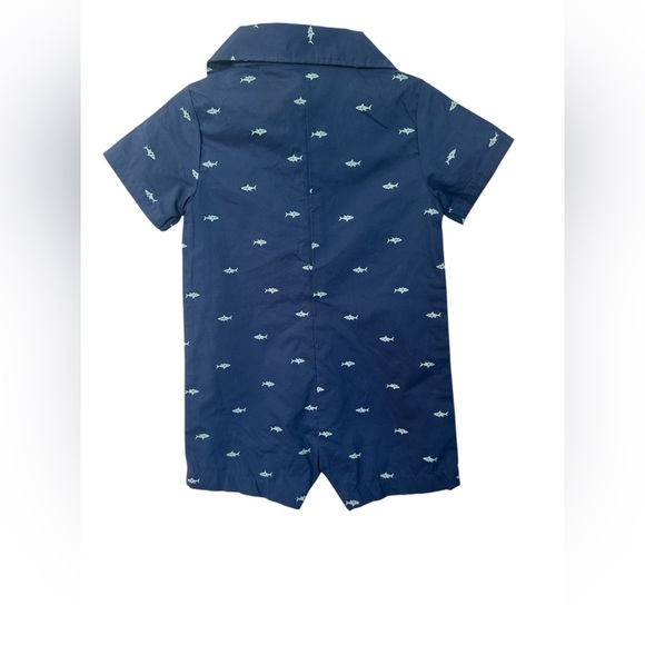 Carter's Navy Shark Print Romper 12m - Picture 3 of 3
